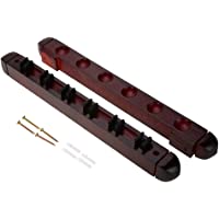 Los mejores  - Yosoo Health Gear - Bastidor de madera para billar- color rojo y vino- con clips para 6 tacos de billar- para billar
